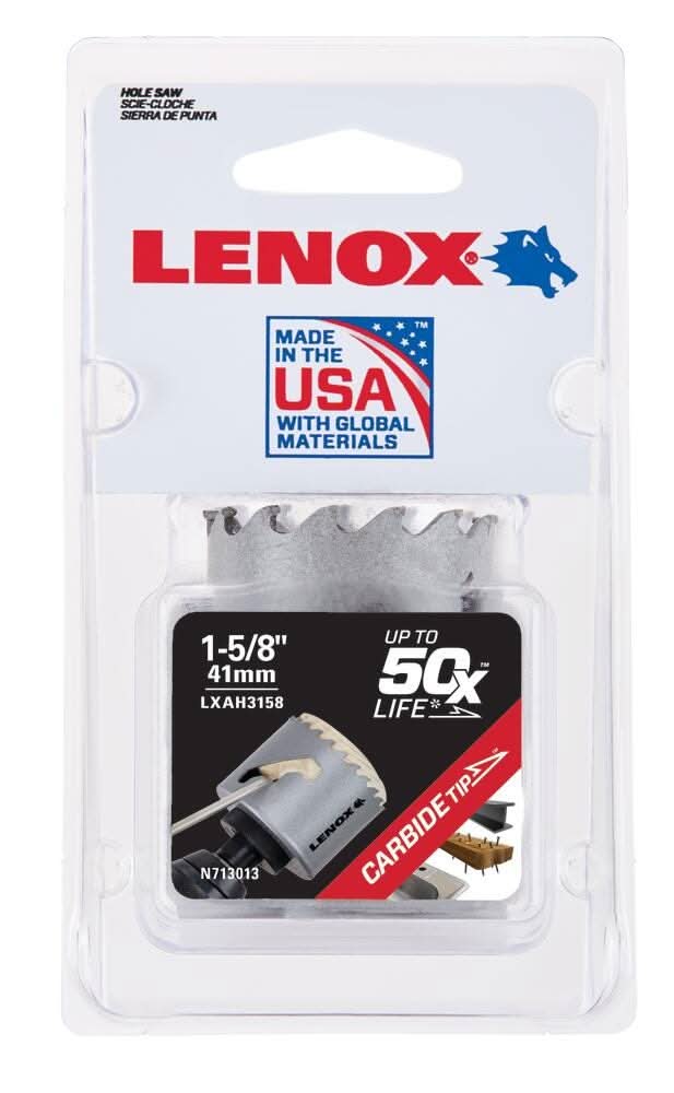 Lenox LXAH3158 1-5/8-Inch Carbide Tipped Hole Saw
