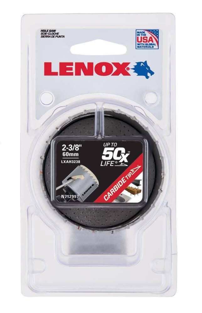 Lenox LXAH3238 2-3/8-Inch Carbide Tipped Hole Saw