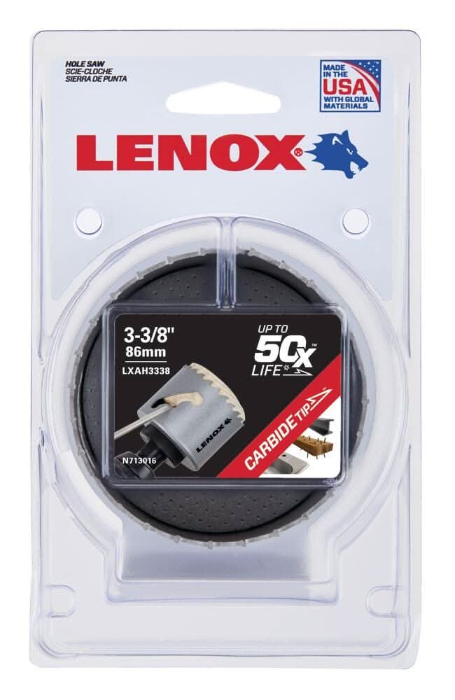 Lenox LXAH3338 3-3/8-Inch Carbide Tipped Hole Saw