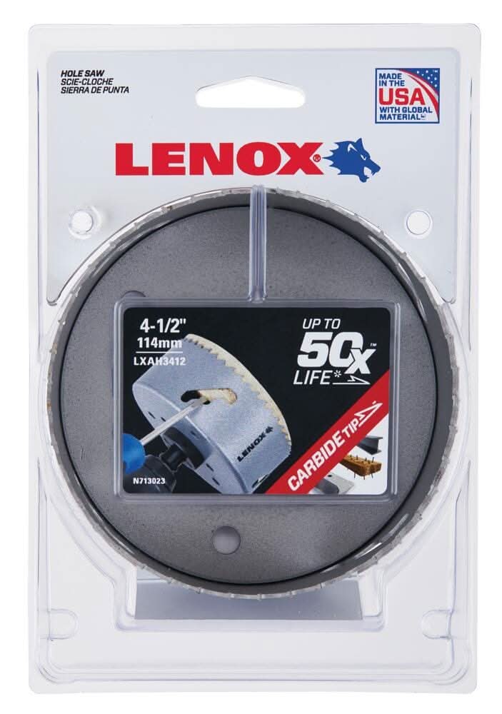 Lenox LXAH3412 4-1/2-Inch Carbide Tipped Hole Saw
