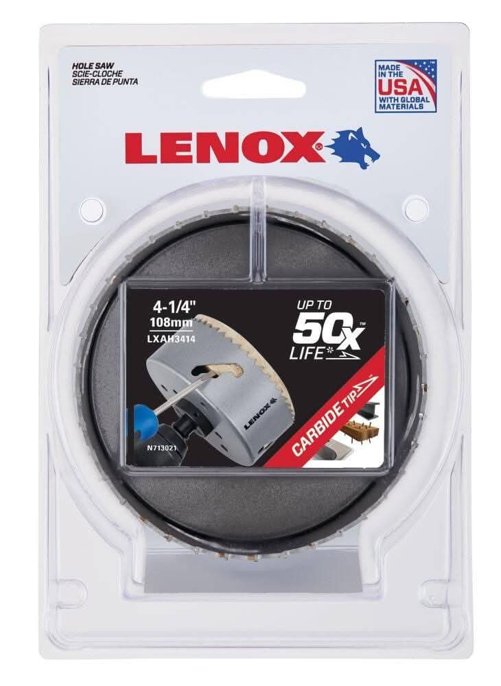Lenox LXAH3414 4-1/4-Inch Carbide Tipped Hole Saw