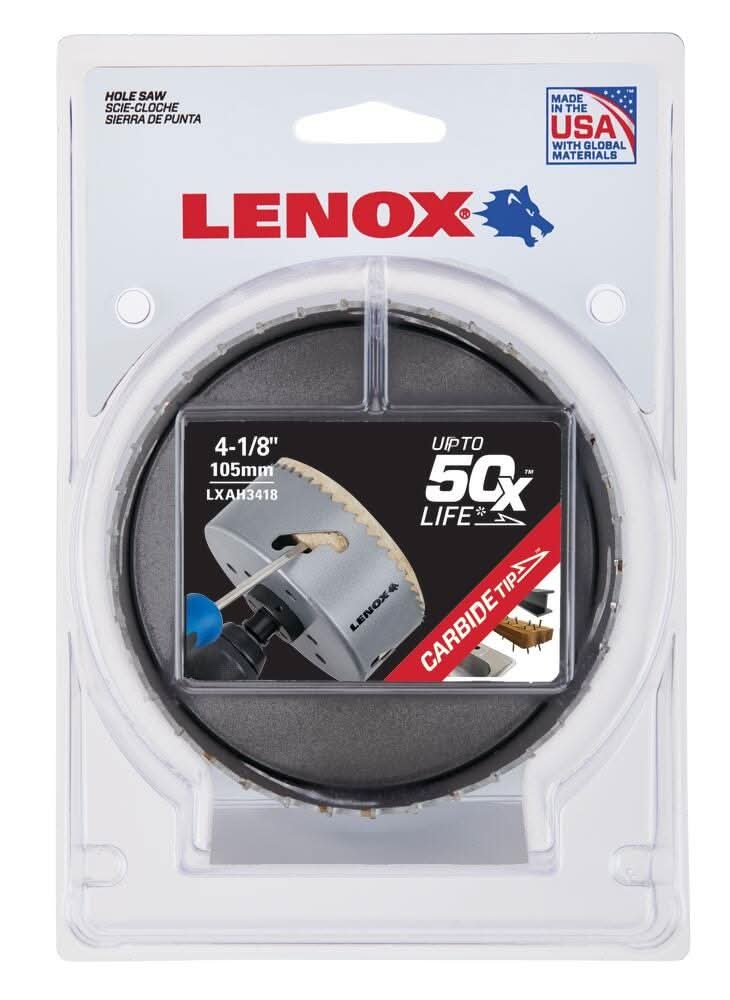 Lenox LXAH3418 4-1/8-Inch Carbide Tipped Hole Saw