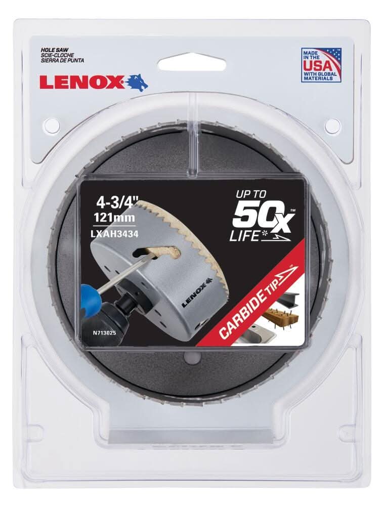Lenox LXAH34 4-Inch Carbide Tipped Hole Saw