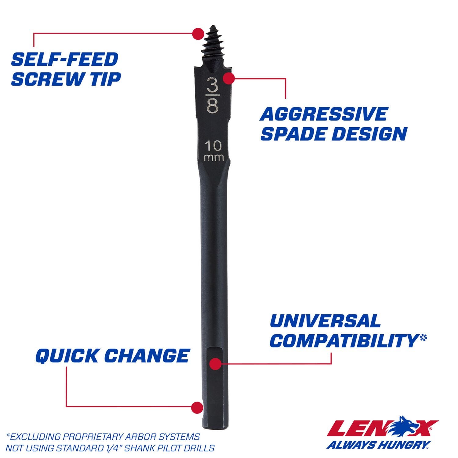 Lenox LXAH9334SPB 3-3/4 in. Self-Feed Hole Saw Pilot Drill Bit. 1/4 in. Shank