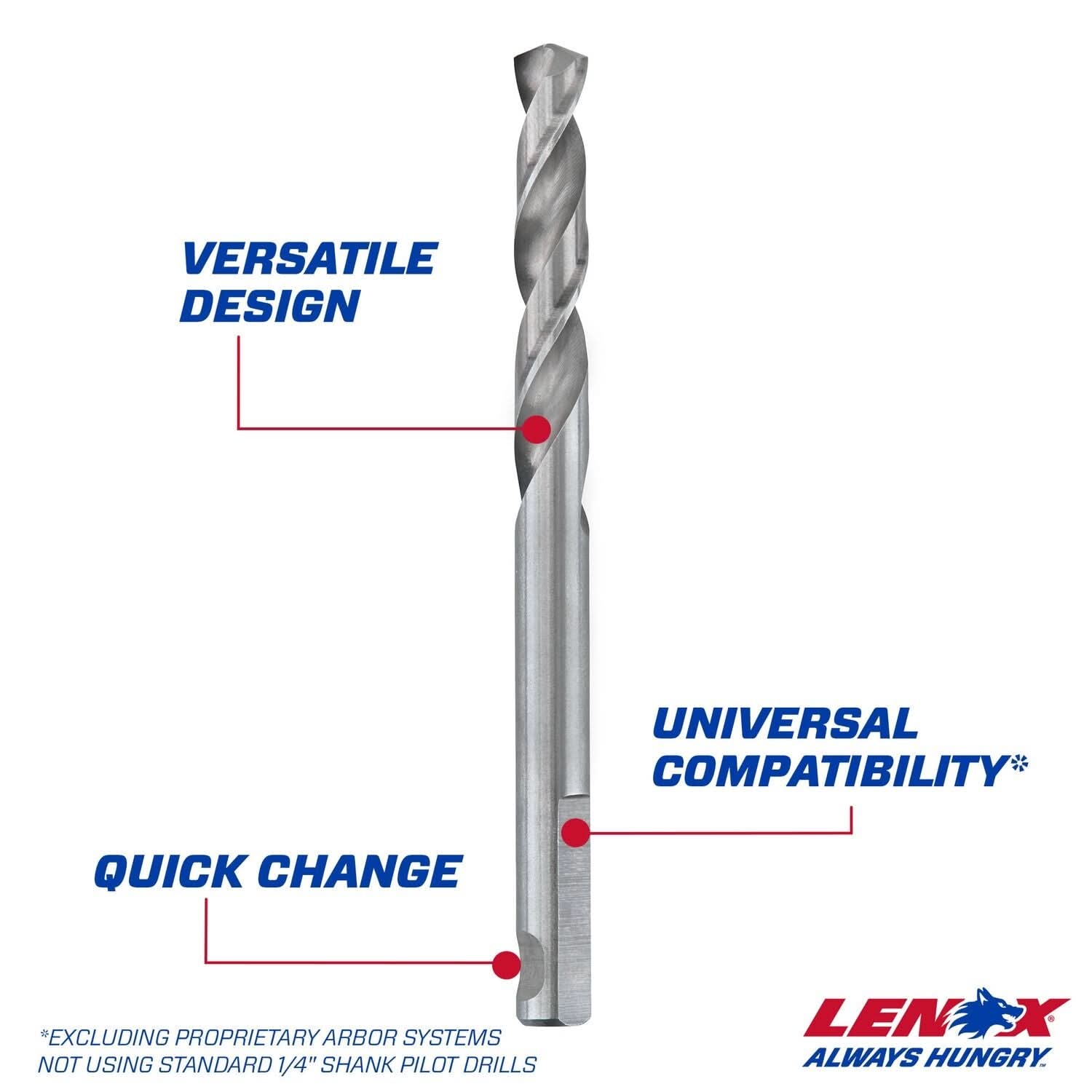 Lenox LXAH99314PB25 3-3/4 in. Hole Saw Pilot Drill Bit, 1/4 in