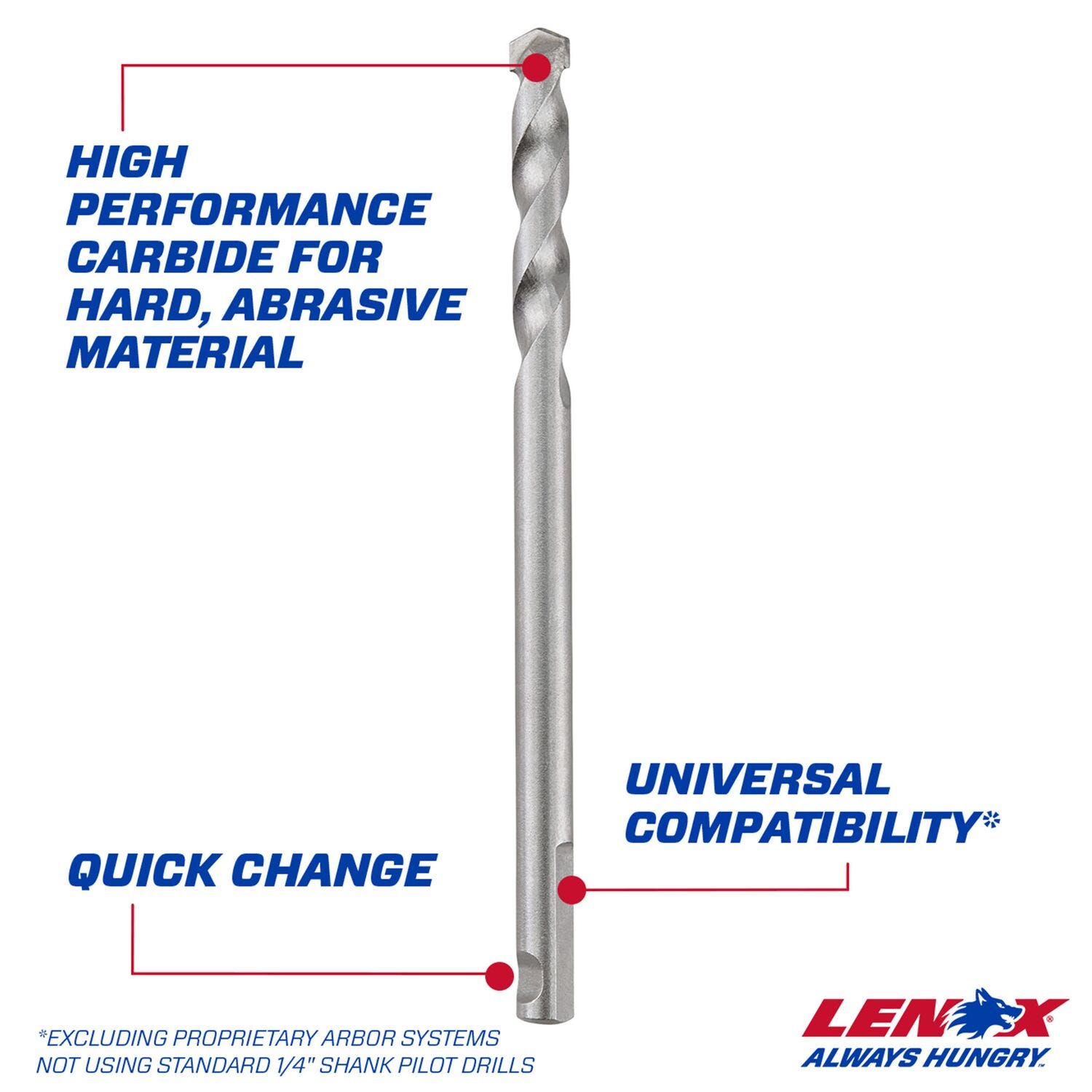 Lenox LXAH99414CTPB 4-1/4 in. Hole Saw Pilot Drill Bit, 3/8 in. Shank