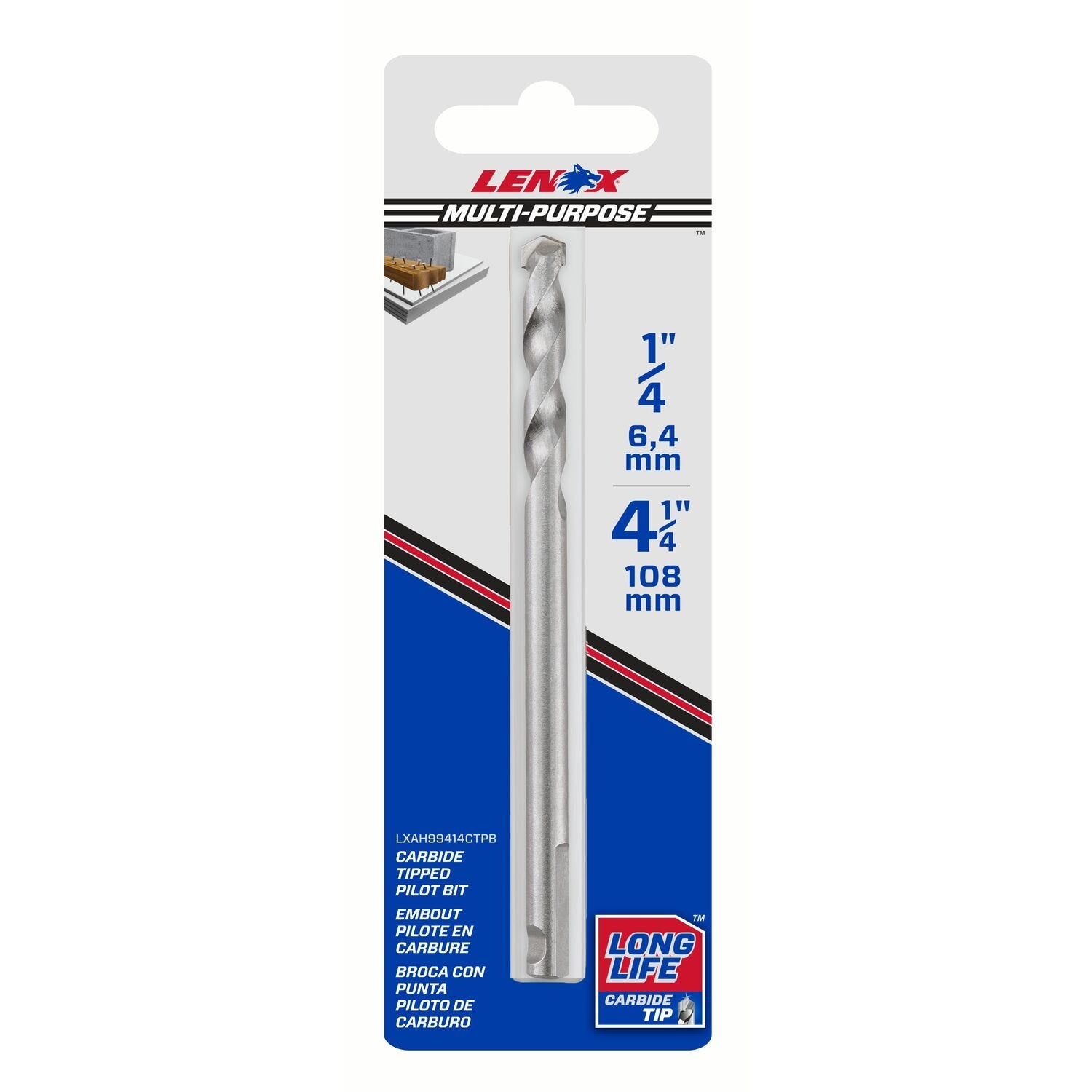 Lenox LXAH99414CTPB 4-1/4 in. Hole Saw Pilot Drill Bit, 3/8 in. Shank