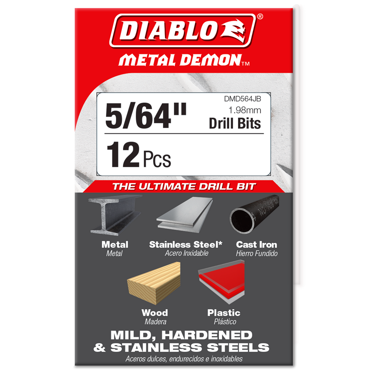 Diablo 5/64 in. Metal Demon Drill Bit for Mild, Hardened and Stainless Steels (DMD564JB) in retail packaging