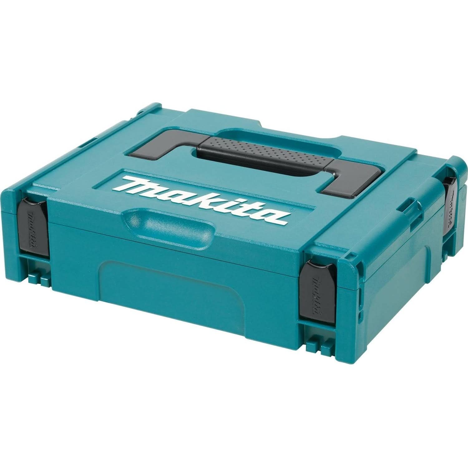 Makita 4-3/8 in. x 15-1/2 in. x 11-5/8 in. Small Interlocking Case with MAKPAC 3 Row Insert Tray and 6 Dividers and Foam Lid