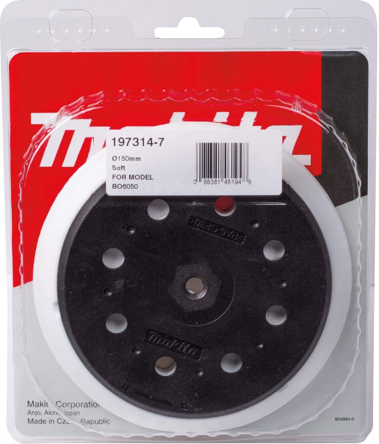 Makita 197314-7 6" Round Sanding Backing Pad, Hook & Loop, Soft
