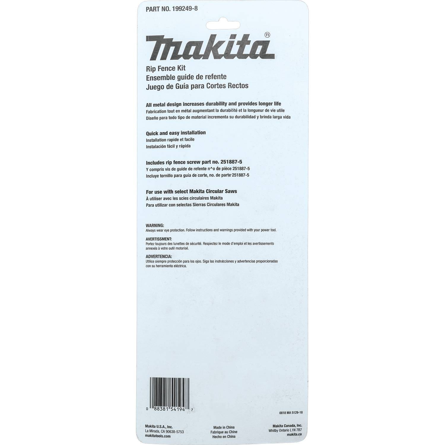 Makita 199249-8 Rip Fence Kit