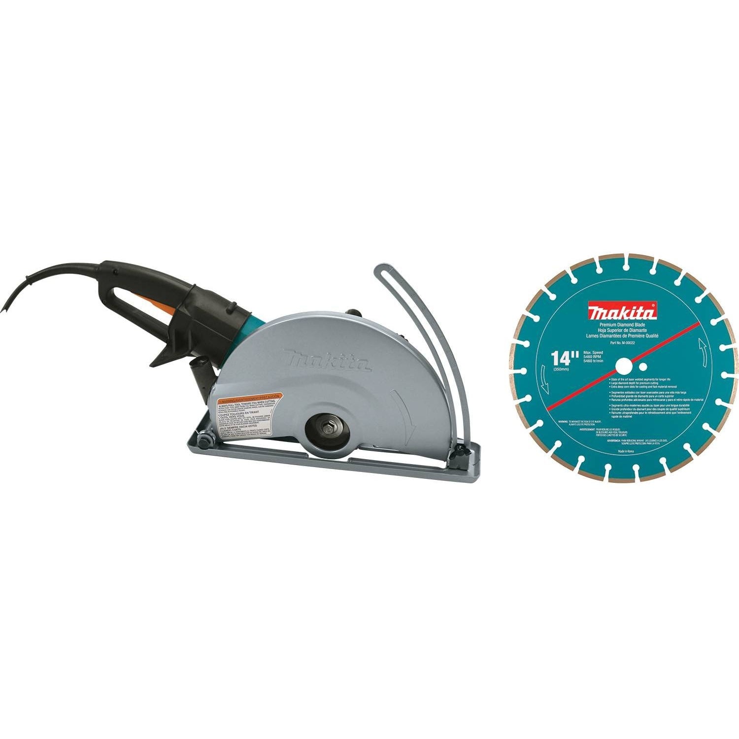 Makita 4114X 14" SJS™ Electric Angle Cutter, with 14" Diamond Blade