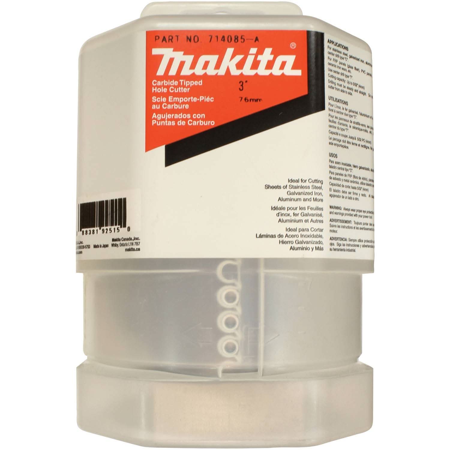 Makita 714085-A 3" Carbide-Tipped Hole Saw