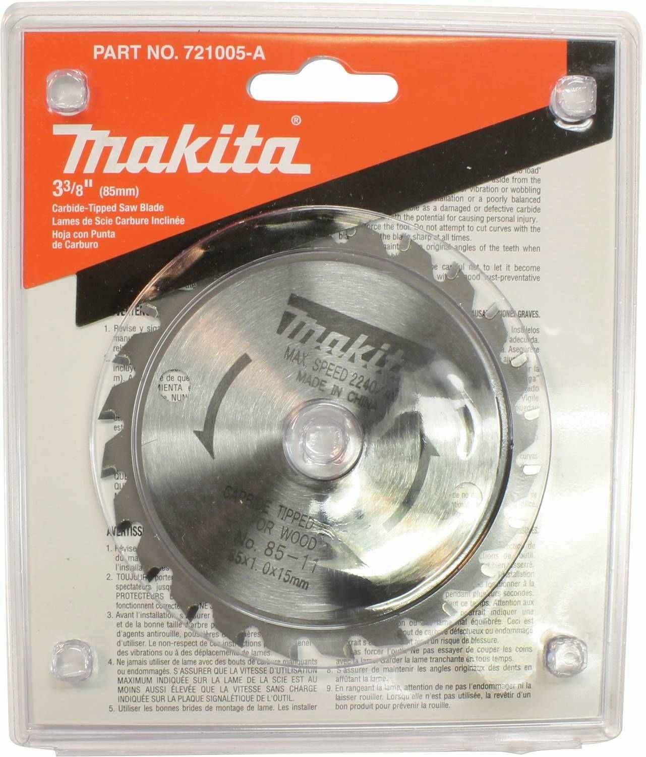 Makita 721005-A 3-3/8" 24T Carbide-Tipped Circular Saw Blade, General Purpose