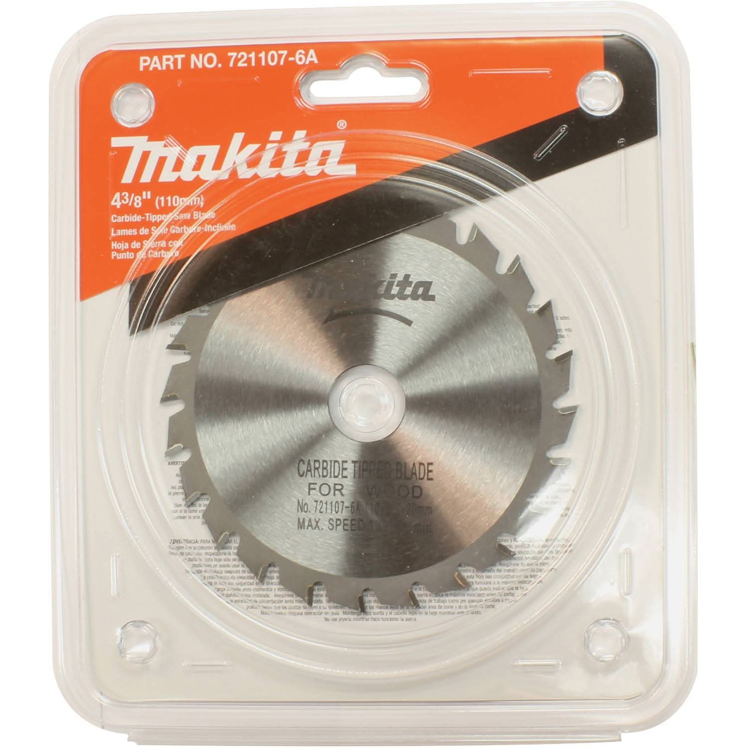 Makita 721107-6A 4-3/8" 24T Carbide-Tipped Circular Saw Blade, General Purpose