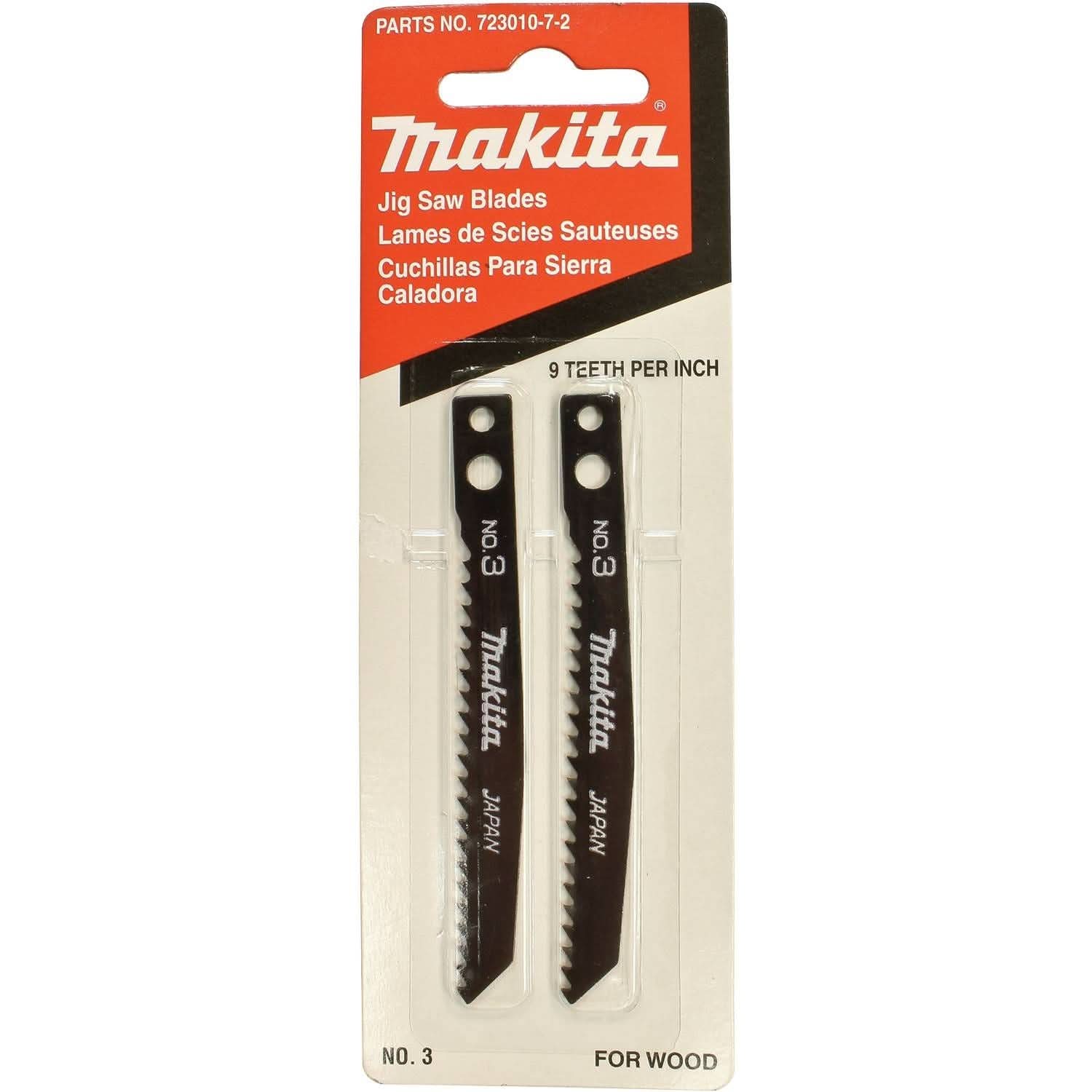 Makita 723010-7-2 Jig Saw Blade, Makita Shank, 3-1/8" x 9TPI, 2/pk