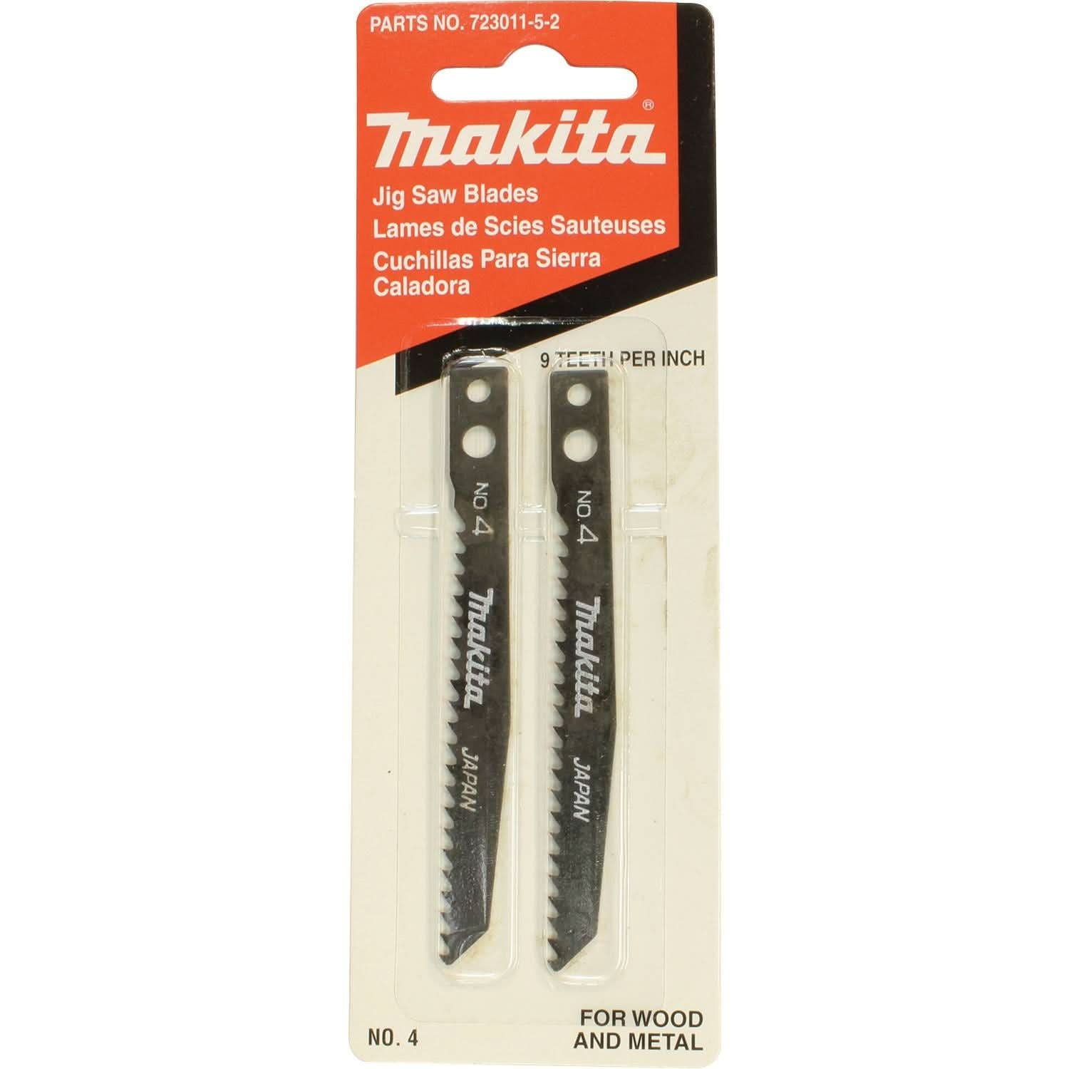Makita 723011-5-2 Jig Saw Blade, Makita Shank, 3-1/8" x 9TPI, 2/pk