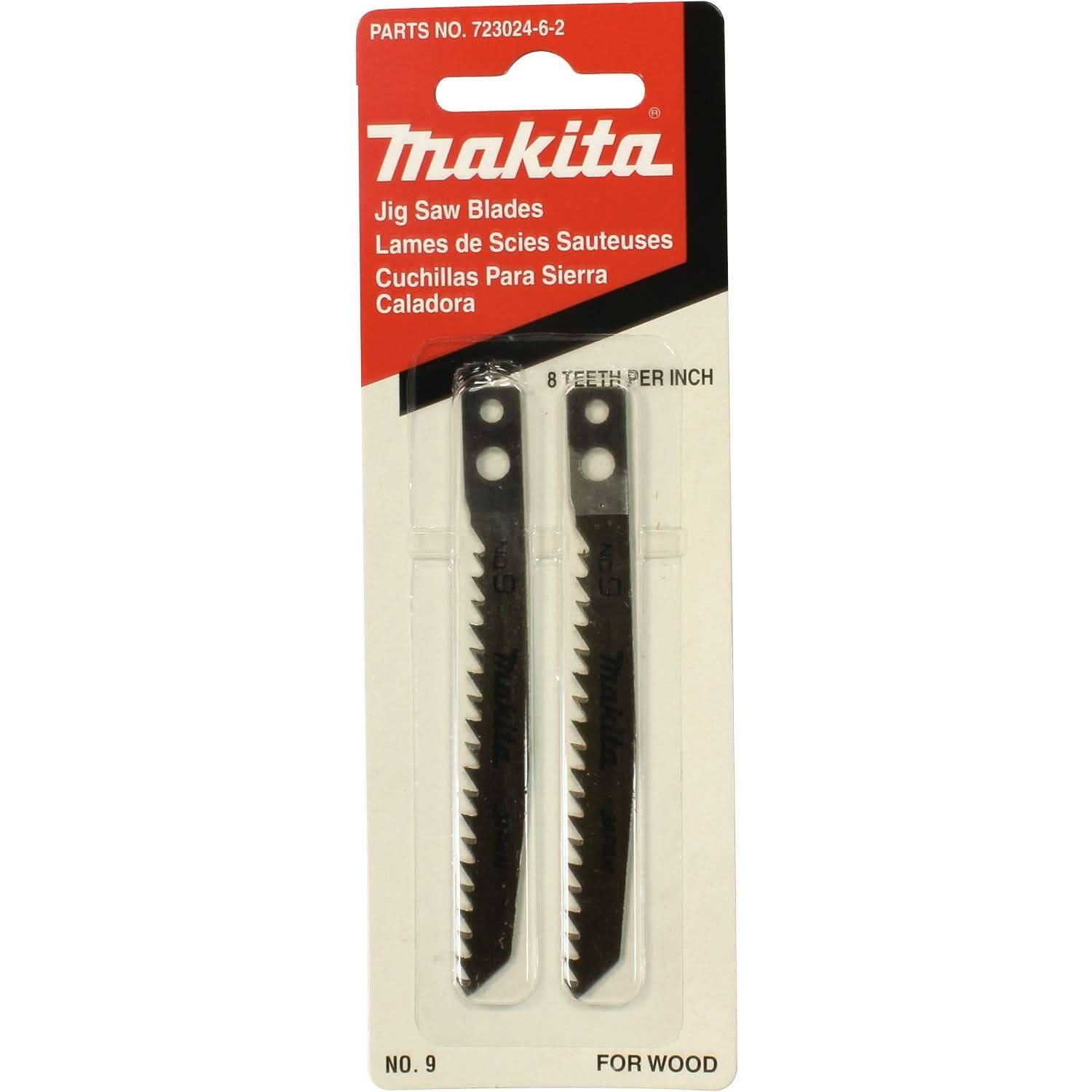 Makita 723024-6-2 Jig Saw Blade, Makita Shank, 3-1/8" x 8TPI, 2/pk