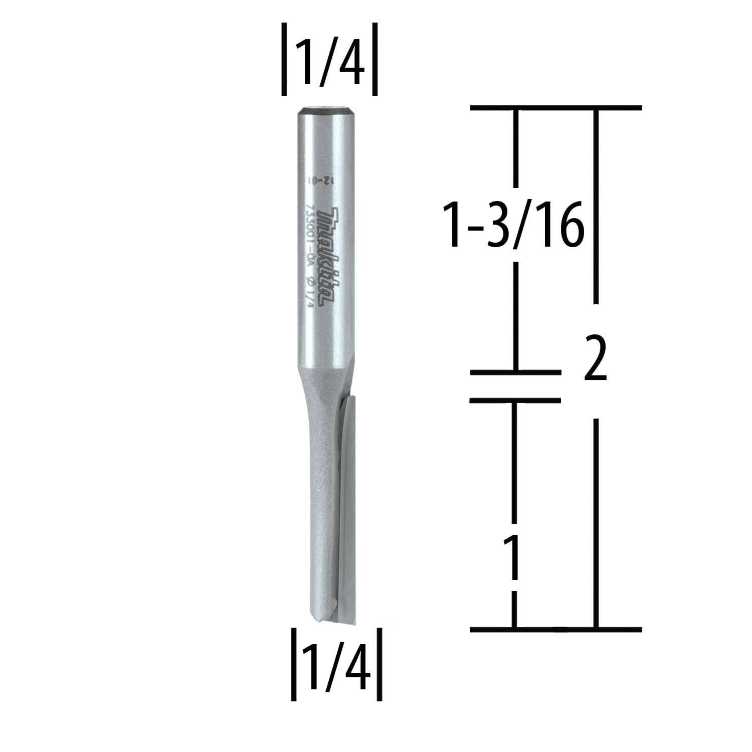 Makita 733001-0A Router Bit 1/4" Straight-Single Flute, 1/4" SH, C.T