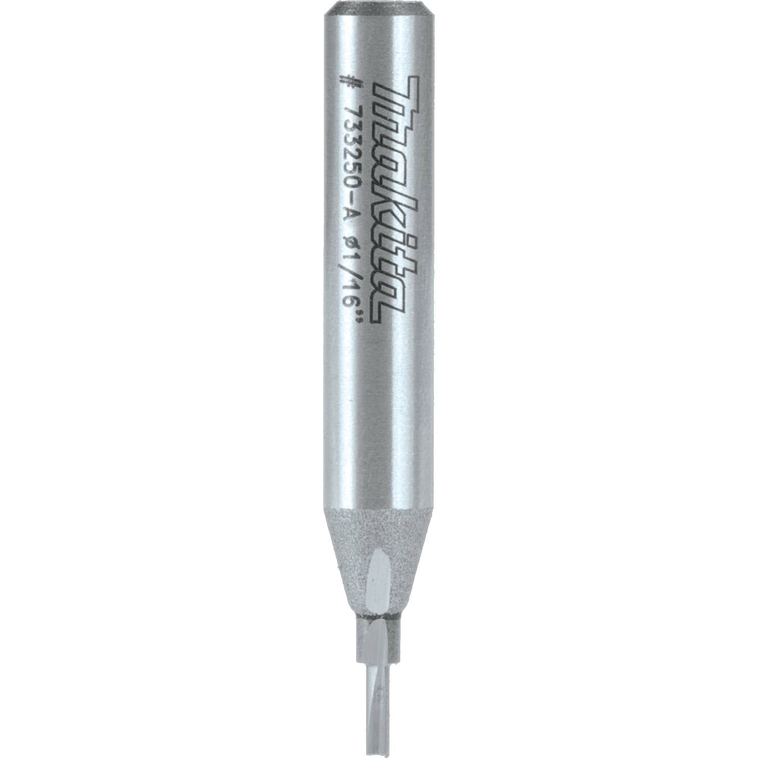Makita 733250-A Router Bit 1/16" Straight 2 Flute, 1/4" SH, Solid Carbide