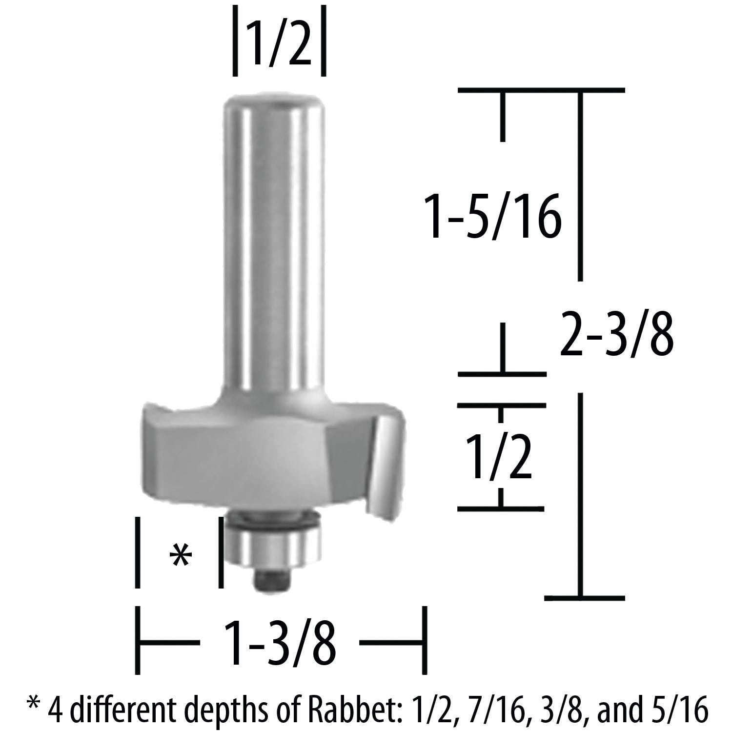 Makita 733284-A Router Bit Adj 5/16"-1/2" Rabbet, 2 Flute, 1/2" SH, C.T.