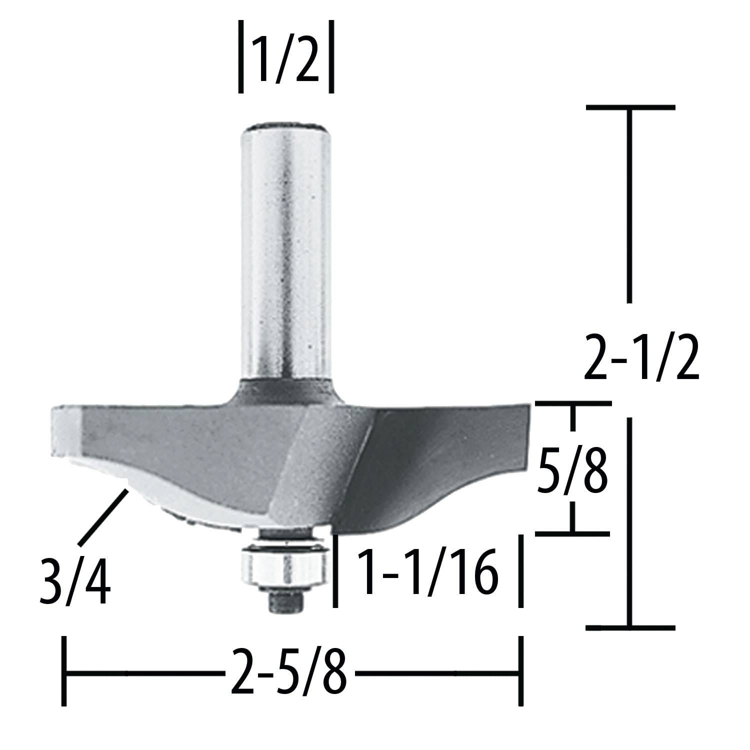 Makita 733303-A Router Bit 1-1/16" Raised Panel (Ogee), 2 Flute, 1/2" SH, C.T.