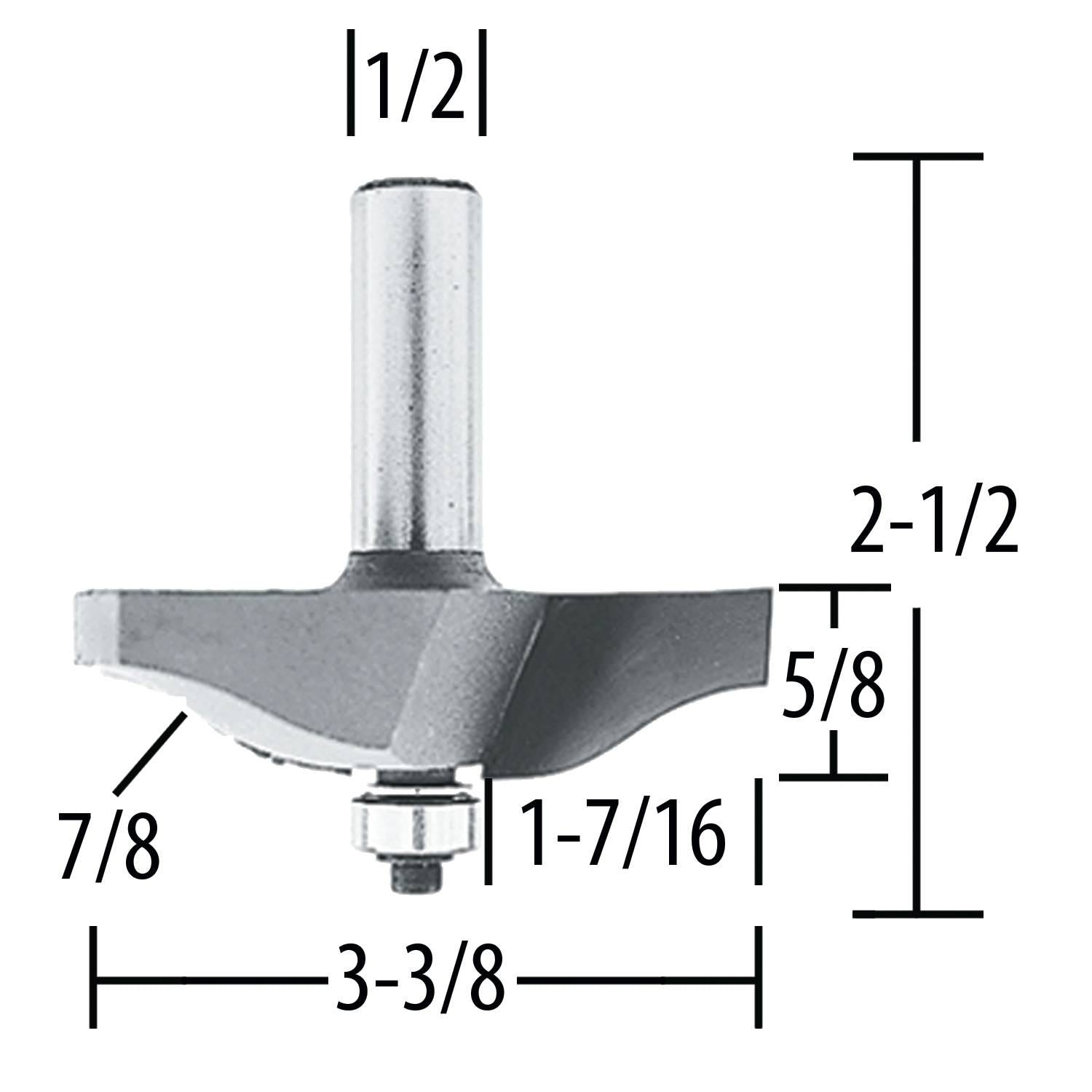 Makita 733305-A Router Bit 1-7/16" Raised Panel (Ogee), 2 Flute, 1/2" SH, C.T.