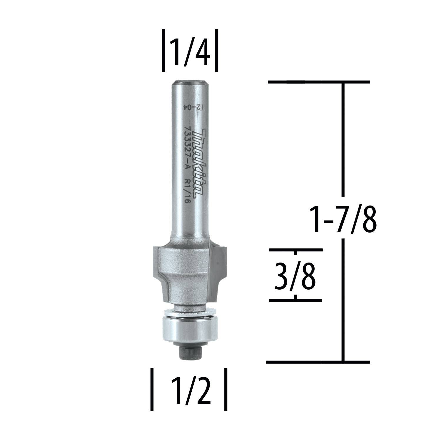 Makita 733327-A Router Bit, No File Trim, 1/4" SH, C.T.