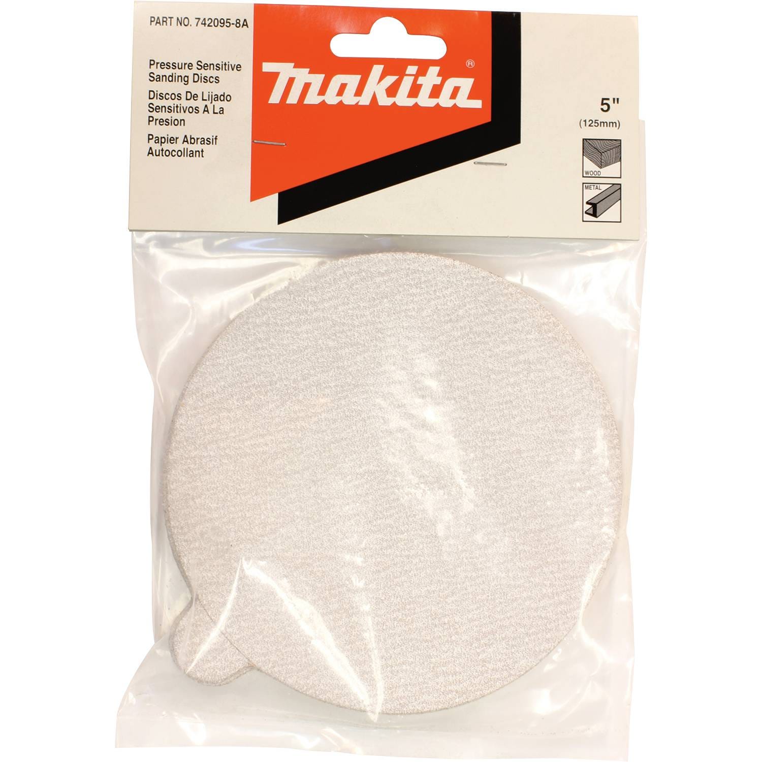 Makita 742095-8A 5" Round Abrasive Disc, Pressure Sensitive Adhesive (PSA), 80 Grit, 10/pk