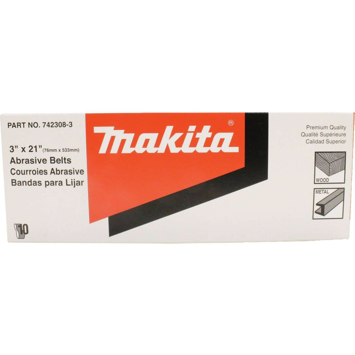 Makita 742307-5 3" x 21" Abrasive Belt, 60 Grit,10/pk