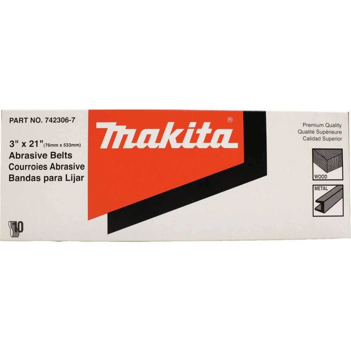 Makita 742312-8C 3" x 24" Abrasive Belt, 80 Grit, 10/pk