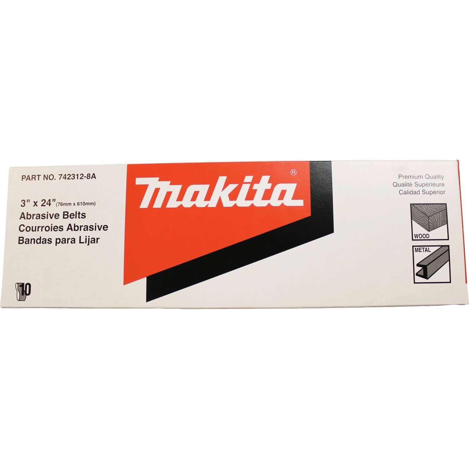 Makita 742312-8E 3" x 24" Abrasive Belt, 120 Grit, 10/pk