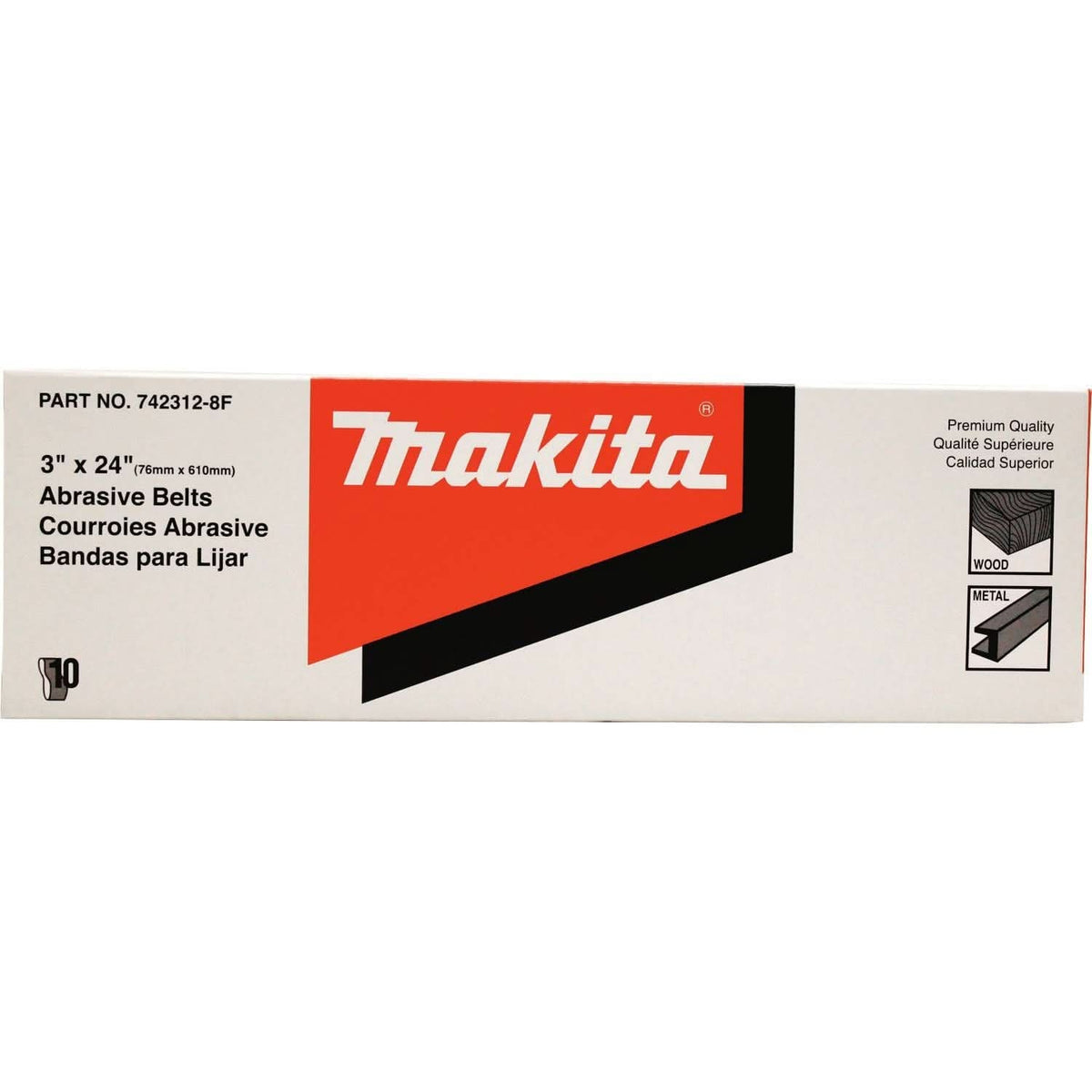 Makita 742312-8F 3" x 24" Abrasive Belt, 150 Grit, 10/pk