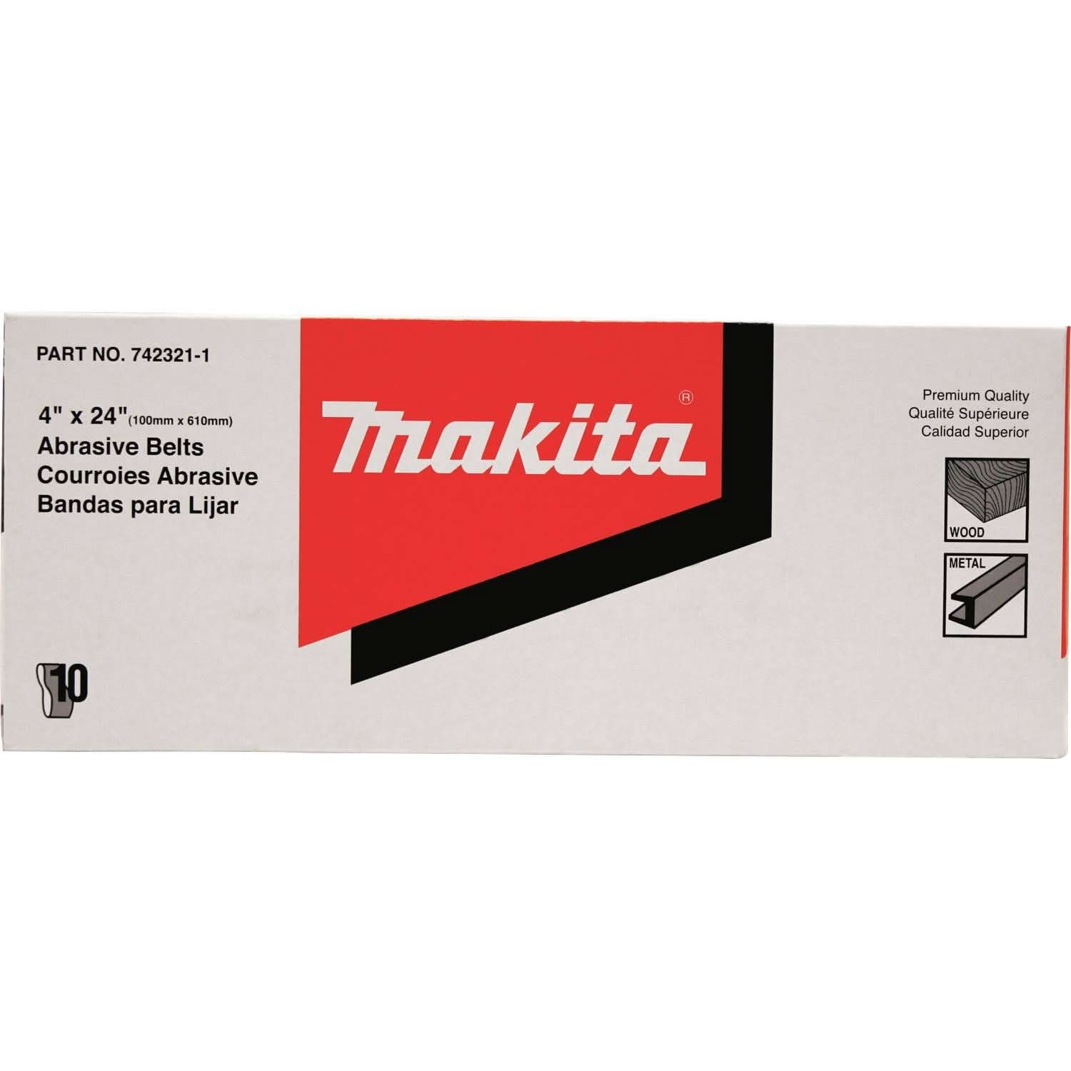 Makita 742321-1 4" x 24" Abrasive Belt, 60 Grit 10/pk