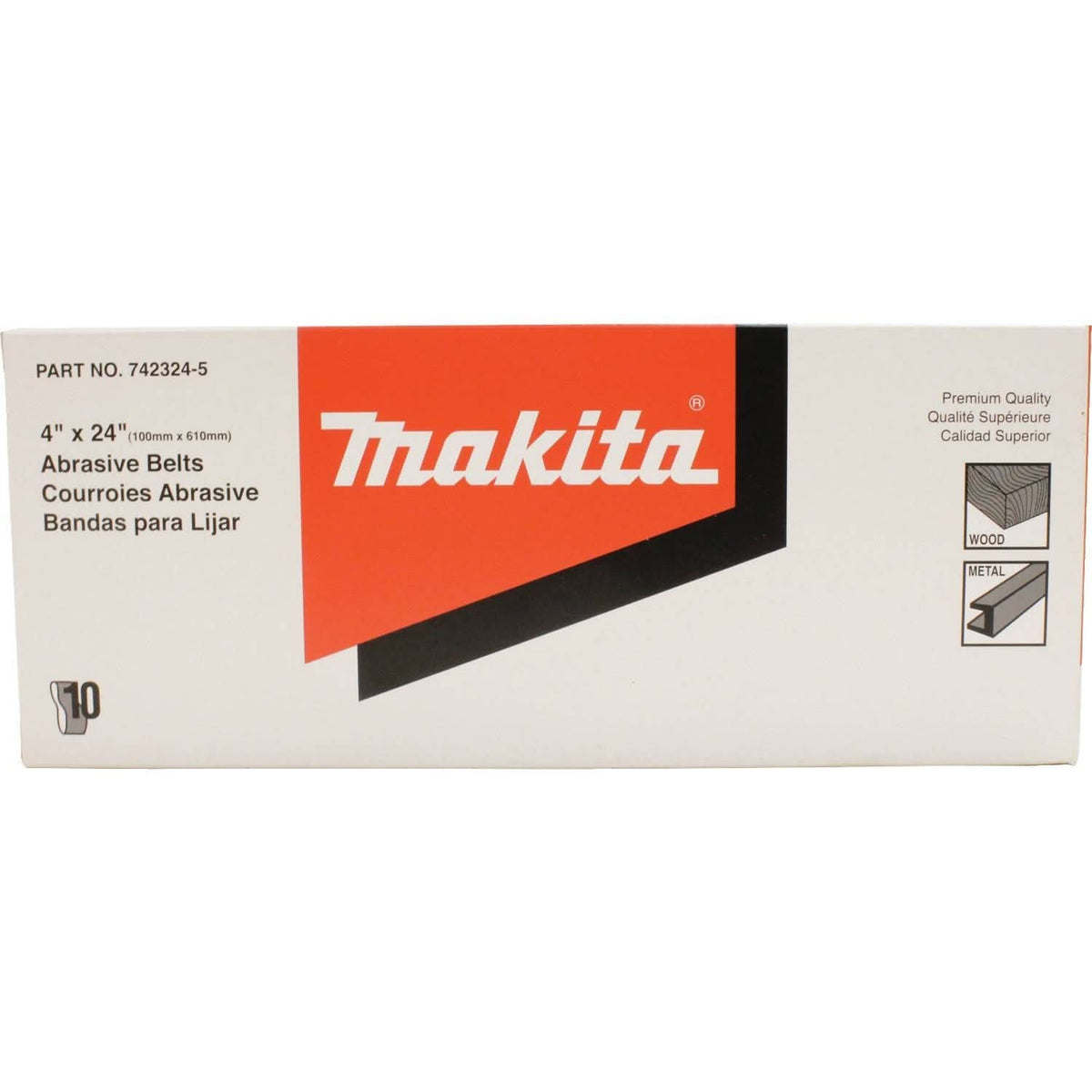 Makita 742322-9 4" x 24" Abrasive Belt, 80 Grit 10/pk