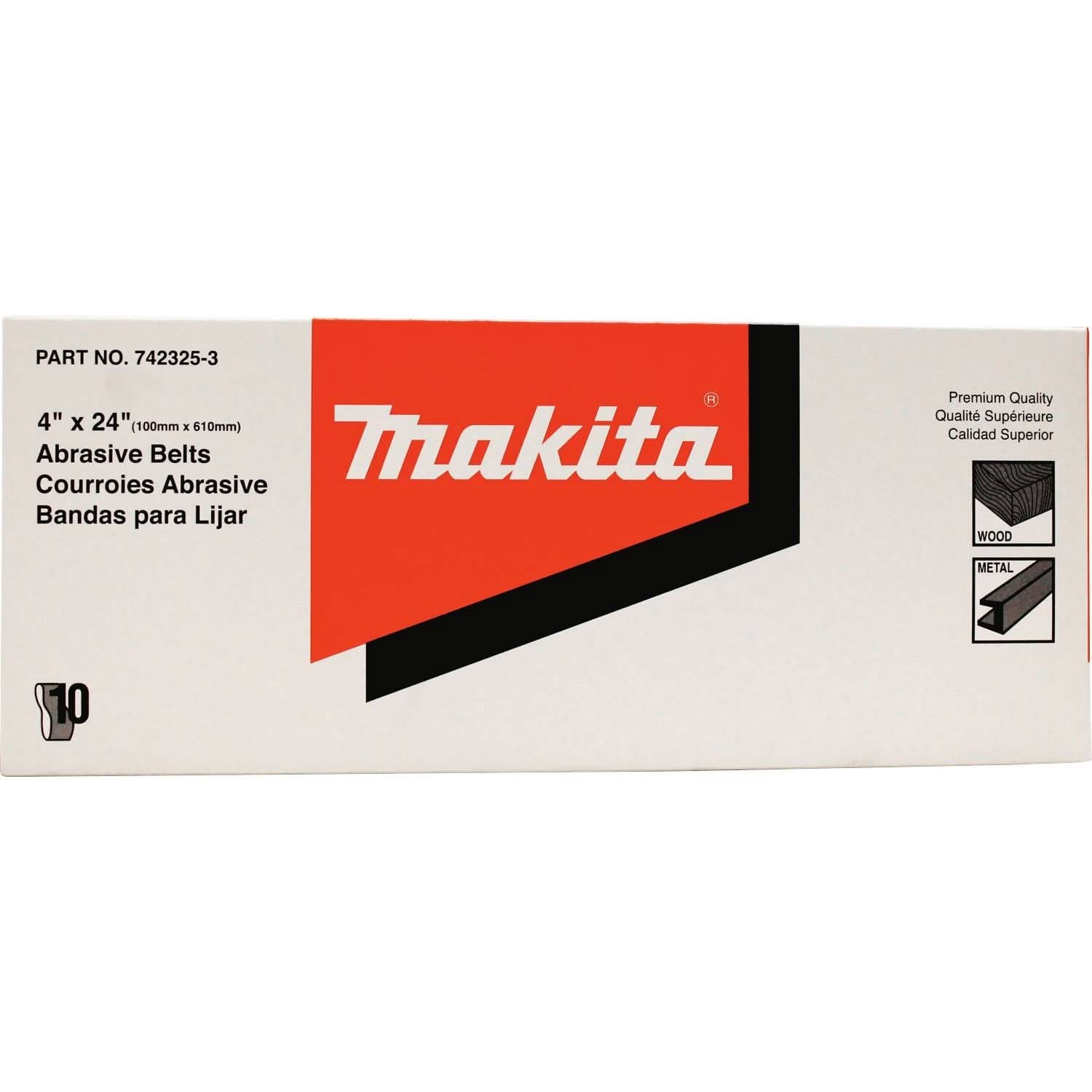 Makita 742325-3 4" x 24" Abrasive Belt, 150 Grit, 10/pk
