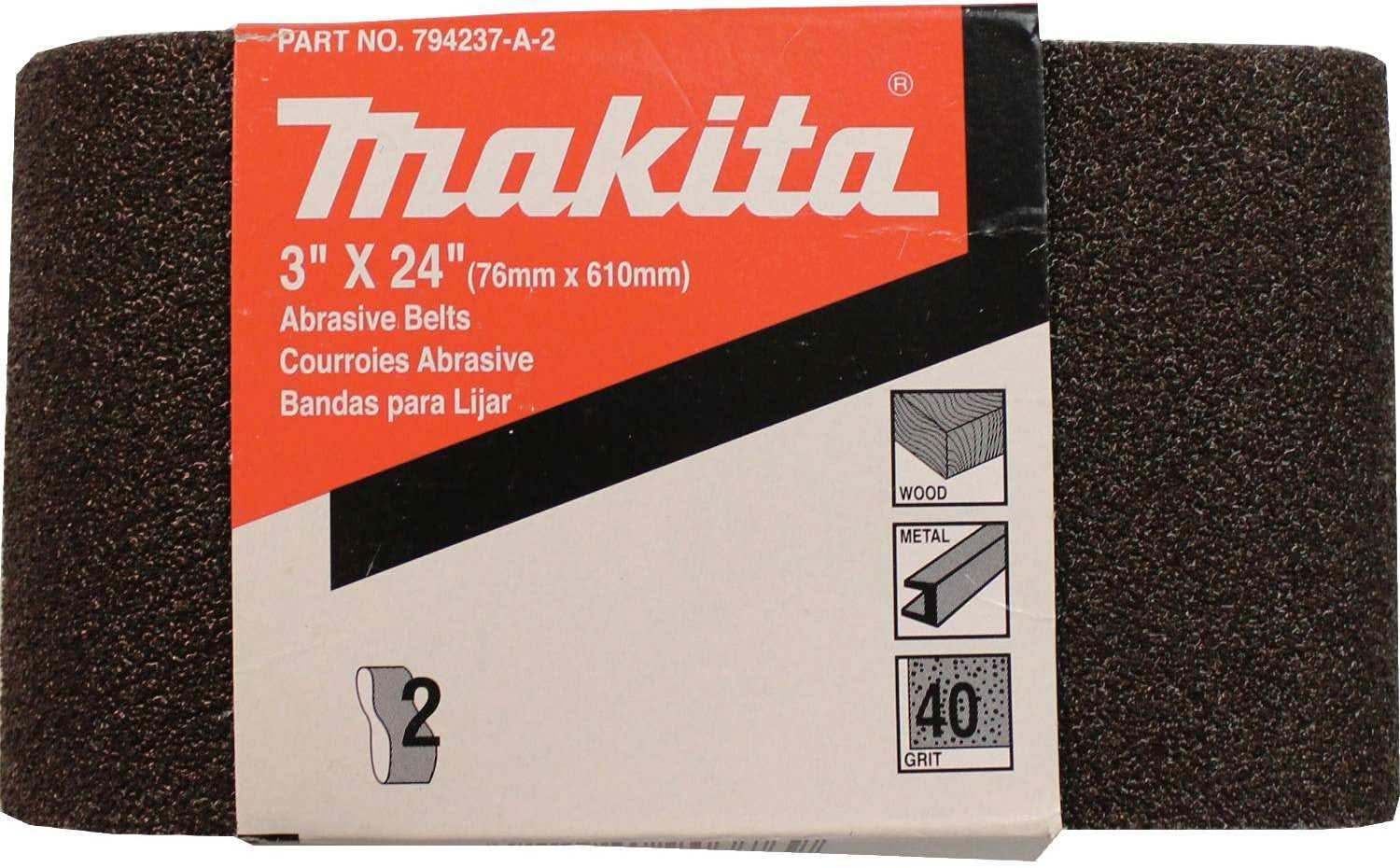 Makita 794237-A-2 3" x 24" Abrasive Belt, 40 Grit, 2/pk