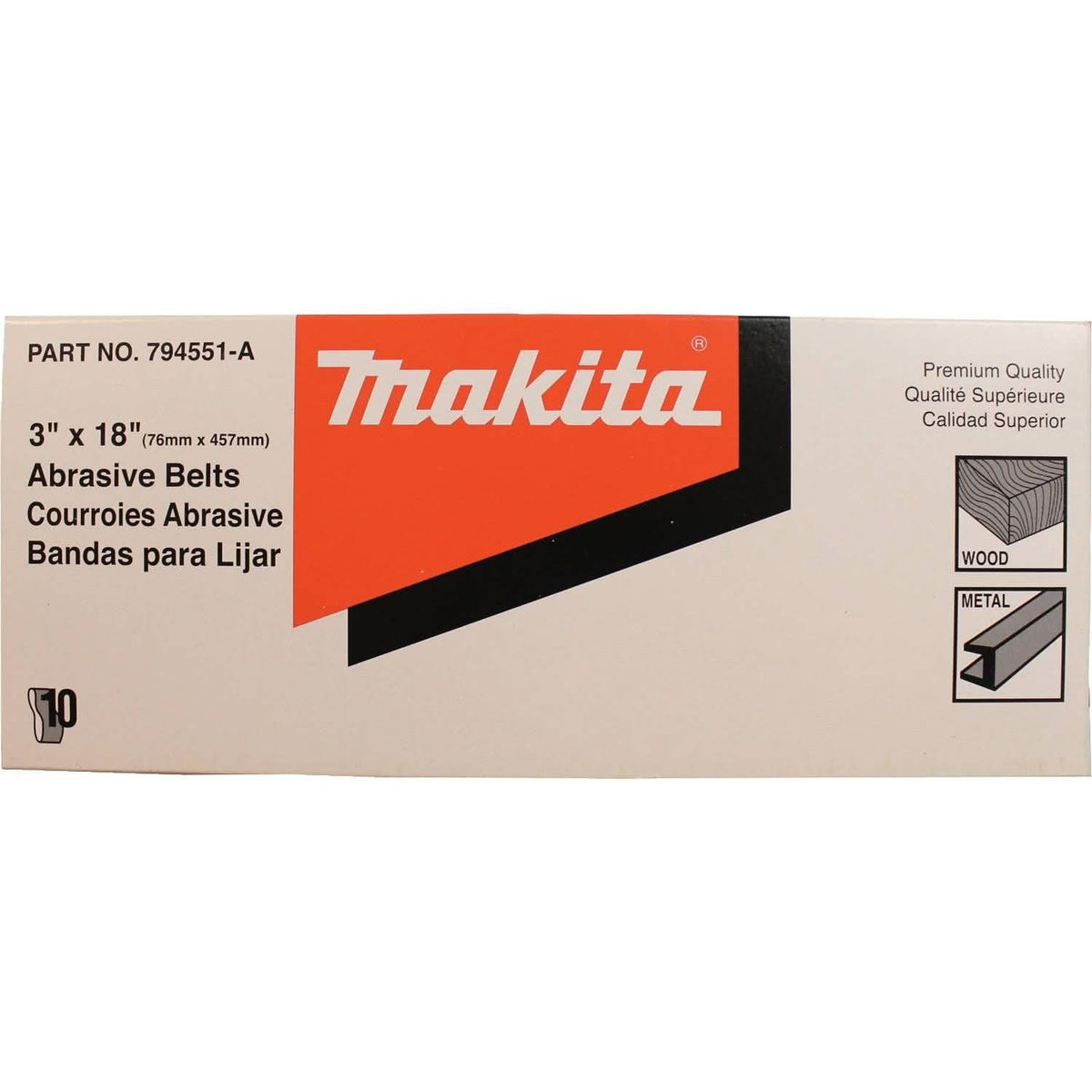 Makita 794551-A-2 3" x 18" Abrasive Belt, 80 Grit, 2/pk