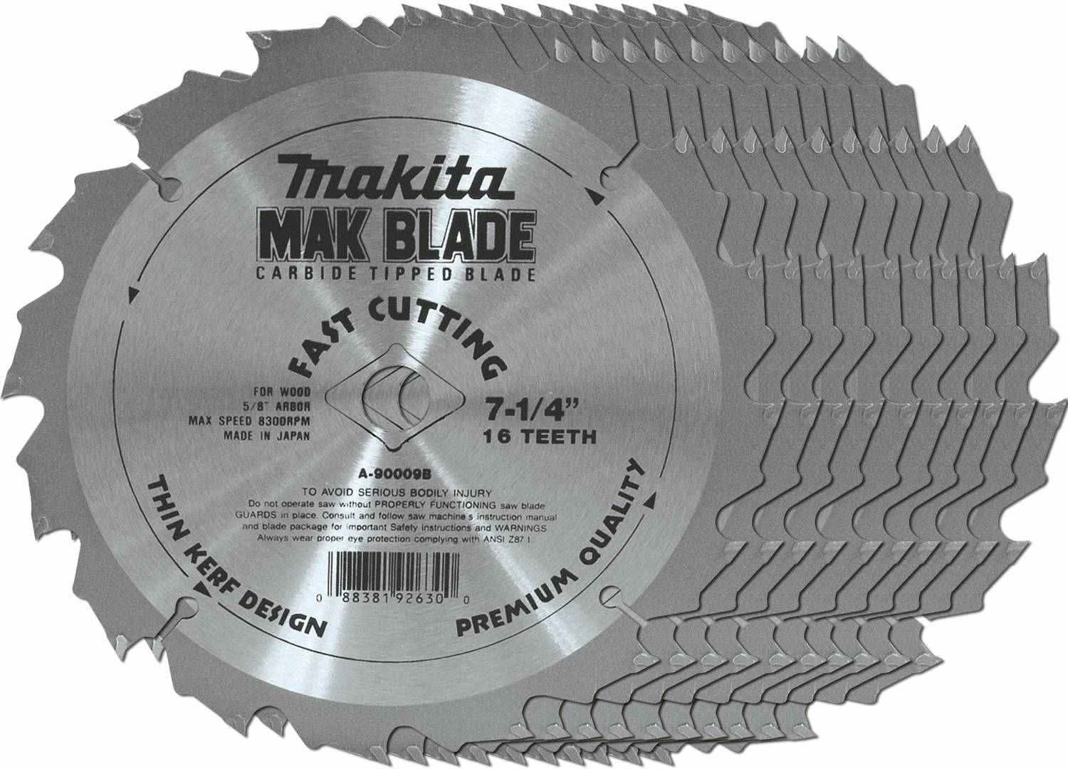 Makita A-90009-B-10 7-1/4" 16T Carbide-Tipped Circular Saw Blade, 10/pk