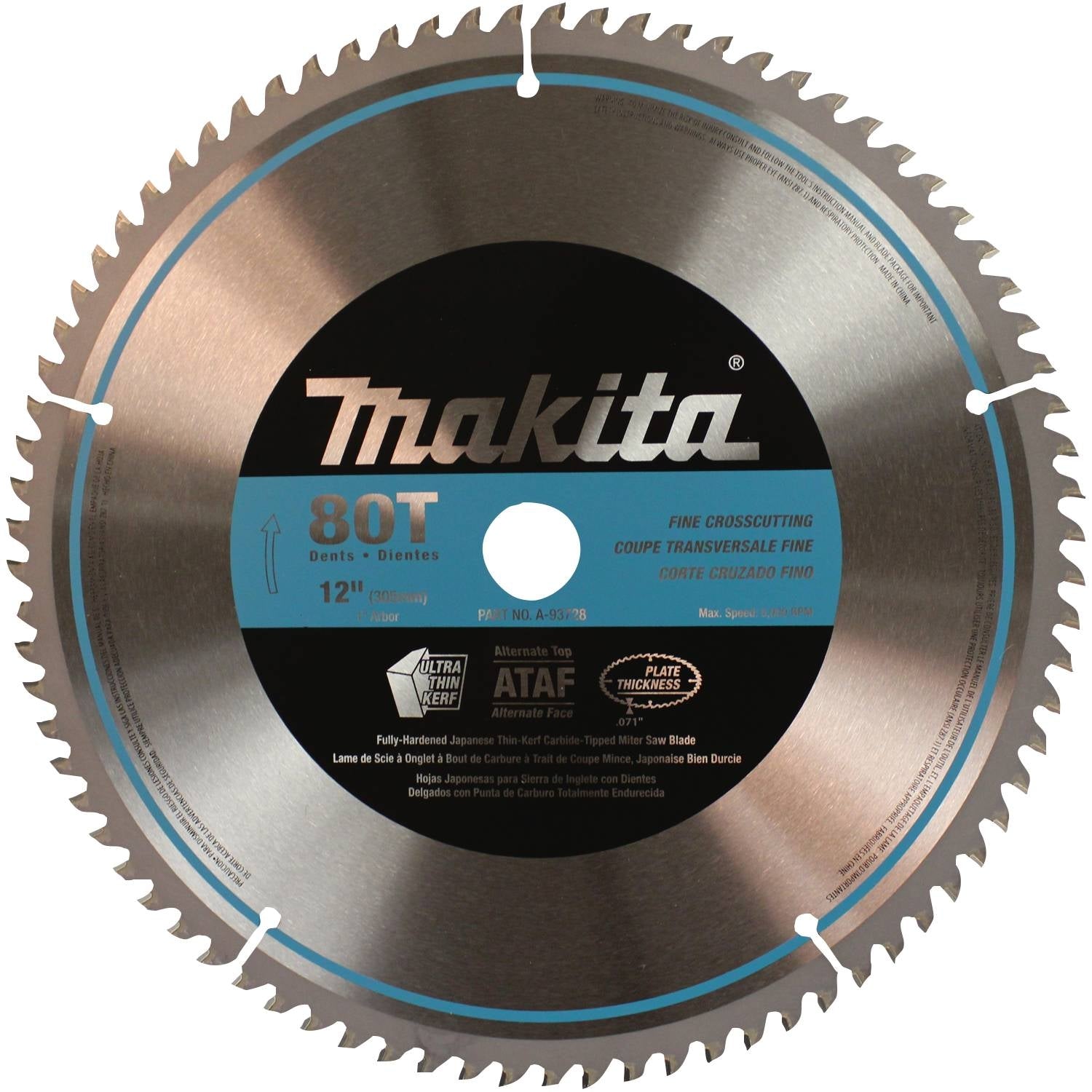 Makita A-93728 12" 80T Micro-Polished Miter Saw Blade