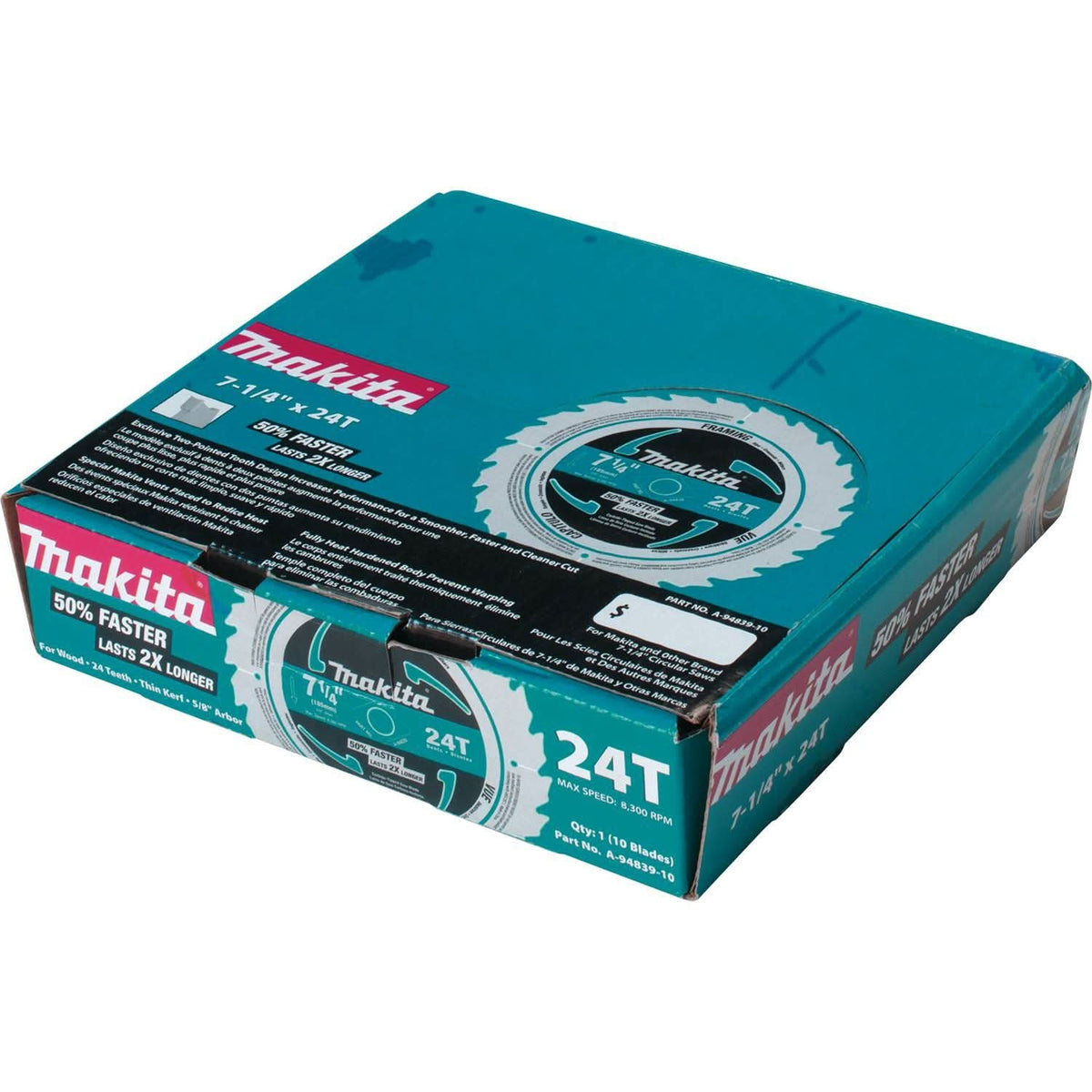 Makita A-94839-10 7-1/4" 24T Carbide-Tipped Circular Saw Blade, Framing, 10/pk