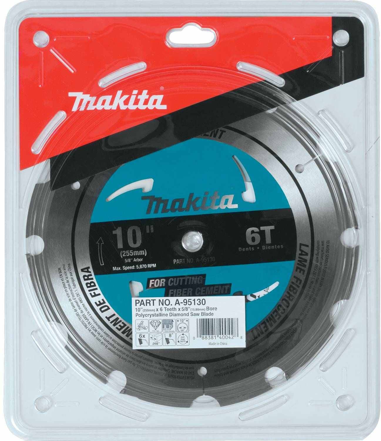 Makita A-95130 10" 6T PCD Miter Saw Blade, Fiber Cement
