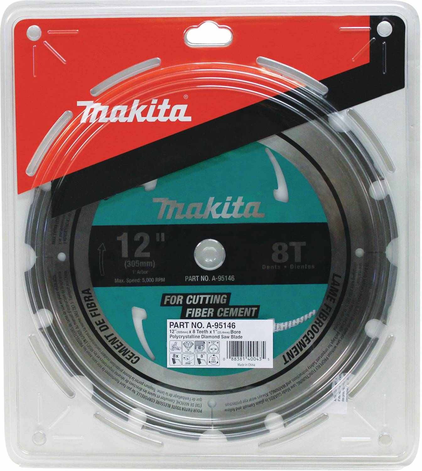 Makita A-95146 12" 8T PCD Miter Saw Blade, Fiber Cement