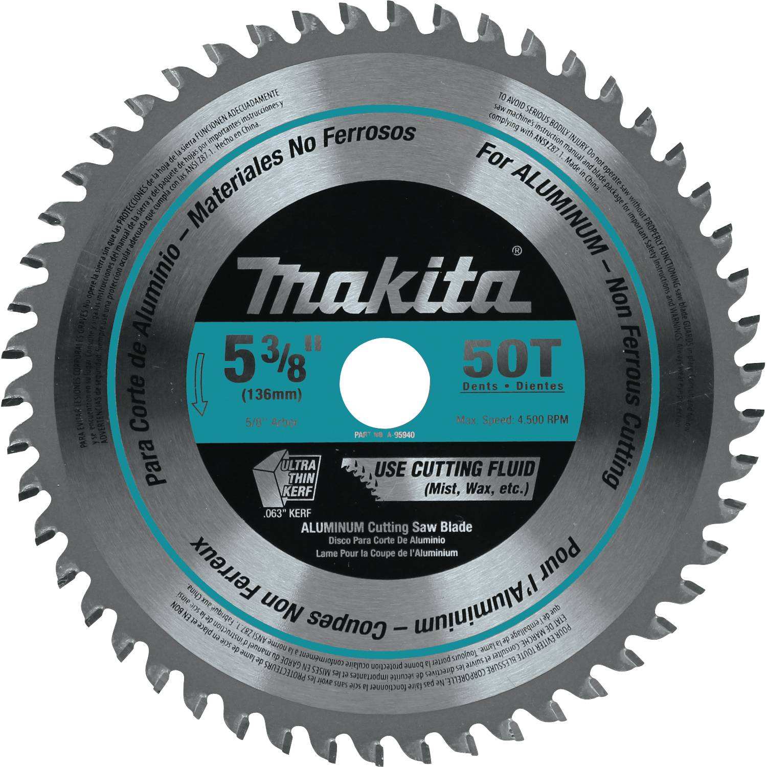 Makita A-95940 5-3/8" 50T Carbide-Tipped Saw Blade, Aluminum