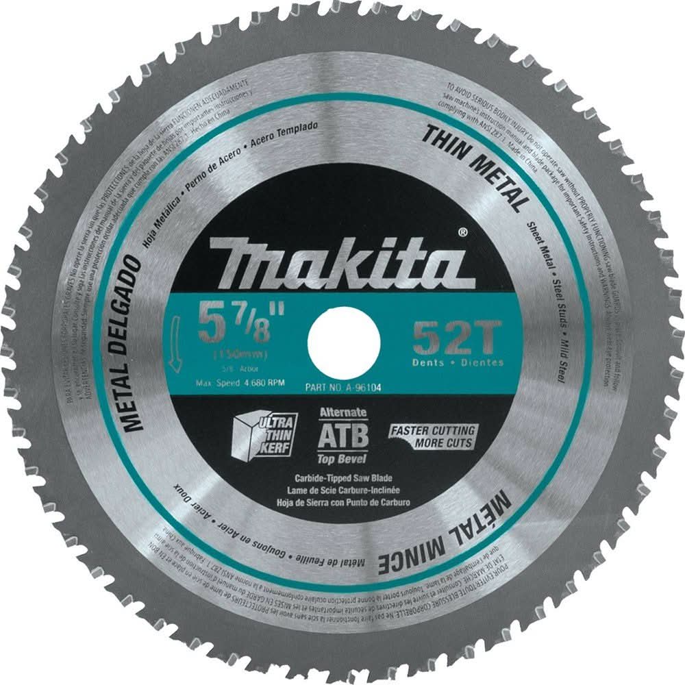 Makita A-96104 5-7/8" 52T Carbide-Tipped Saw Blade, Thin Metal