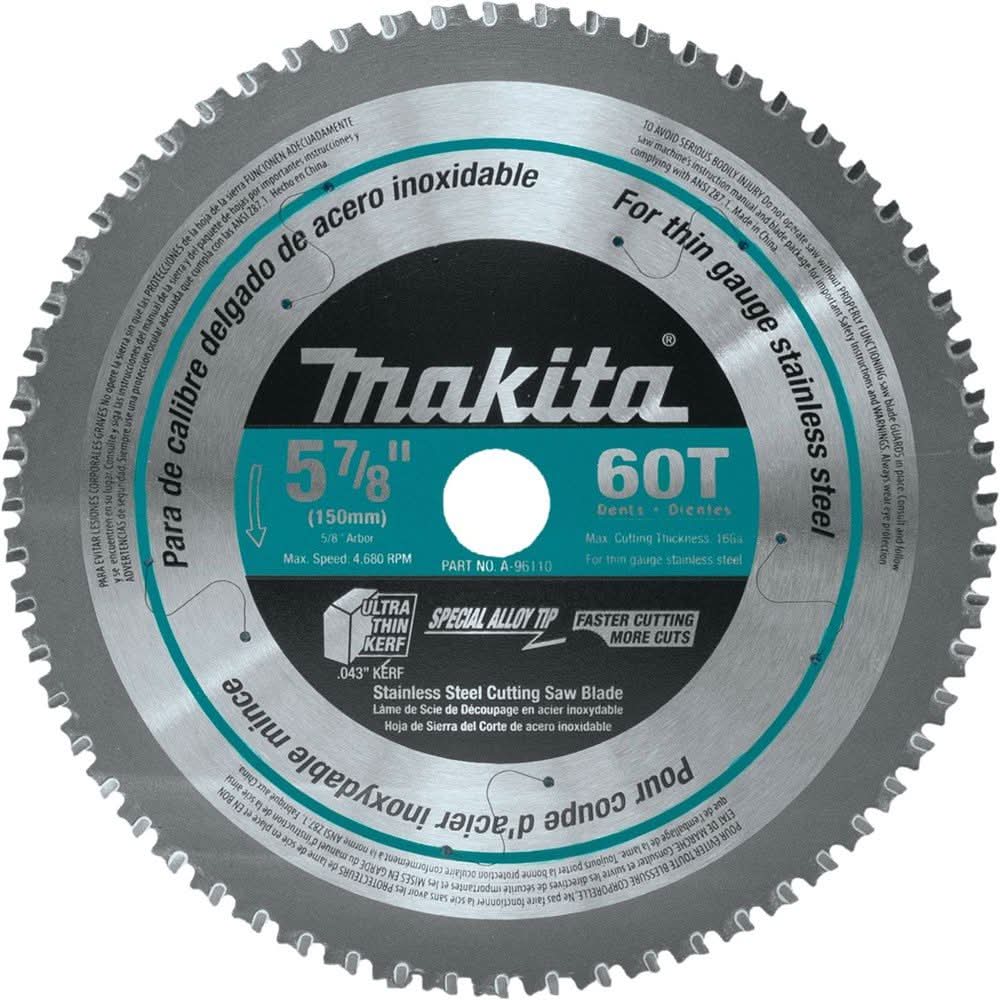 Makita A-96110 5-7/8" 60T Carbide-Tipped Saw Blade, Stainless Steel