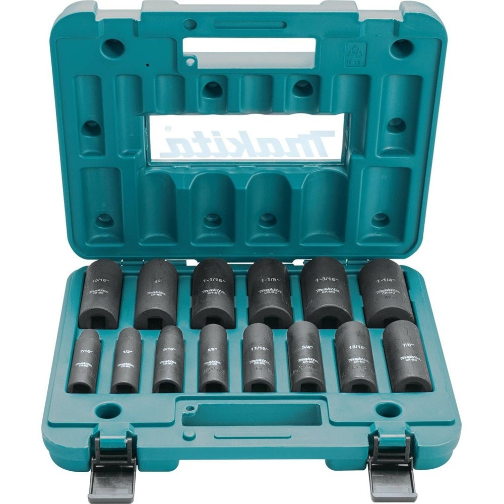 Makita A-96372 14 Pc. 1/2" Drive Deep Well SAE Impact Socket Set