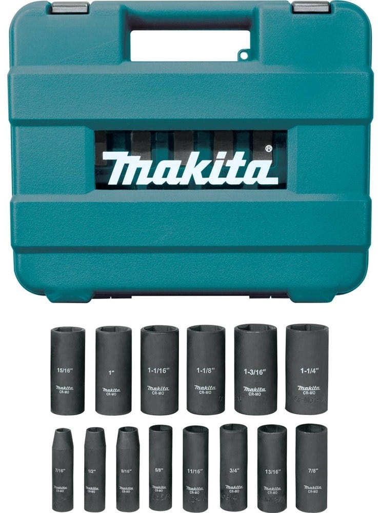 Makita A-96372 14 Pc. 1/2" Drive Deep Well SAE Impact Socket Set