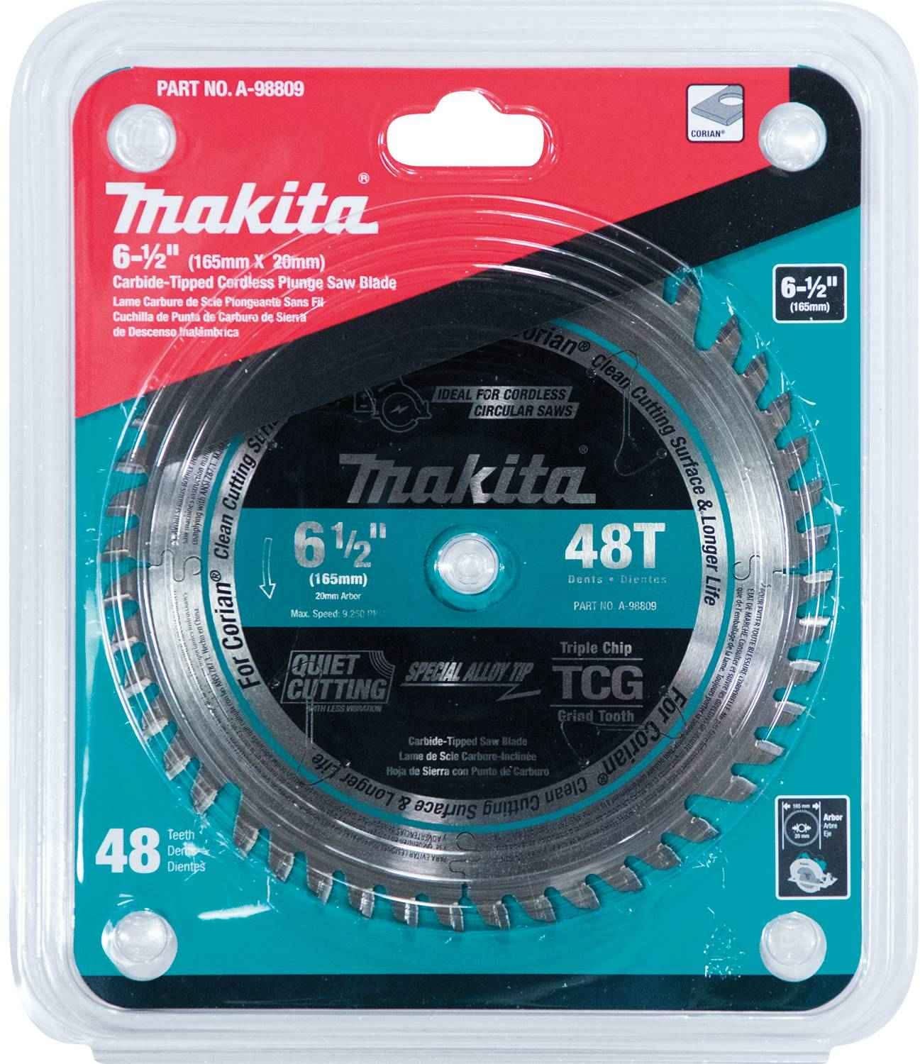 Makita A-98809 6-1/2" 48T Carbide-Tipped Cordless Plunge Saw Blade