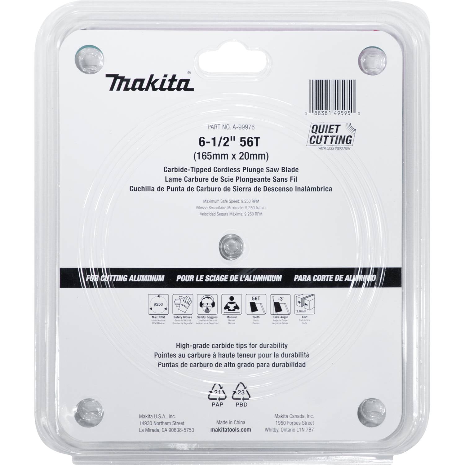 Makita A-99976 6-1/2" 56T Carbide-Tipped Cordless Plunge Saw Blade